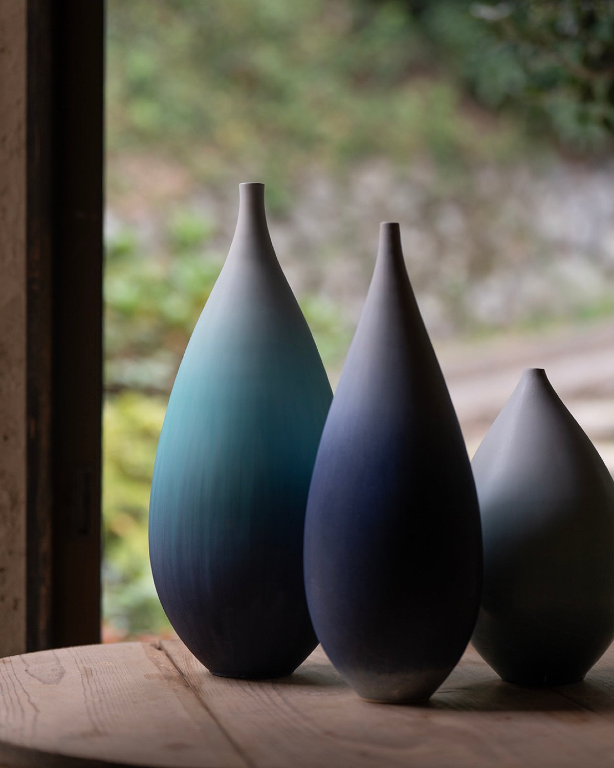 岩崎龍二 / 半磁器土花器 A / Lt.Blue/Blue