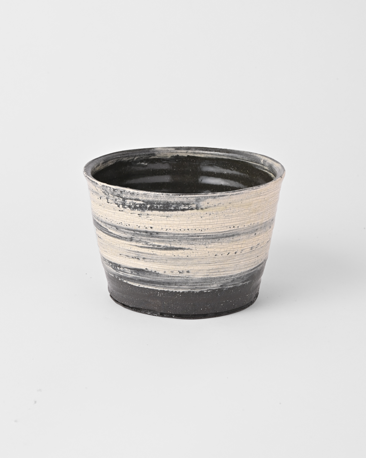 尾形アツシ / 黒地刷毛目植木鉢 Large B